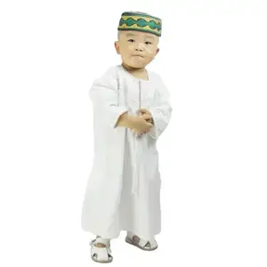 2022 New Design Kinder weiße Robe muslimische Kinder kleidung Baby Langarm islamisch