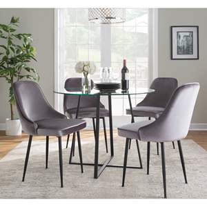 LumiSource DB Marcel ensemble de chaises de salle à manger contemporaines 2 cadre noir tissu de velours argenté pour le salon lumière caractéristique maison - Product Image 6