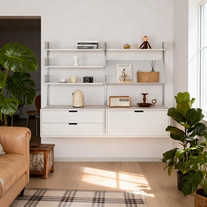 Hot Thiết Kế Tối Giản Euro Phong Cách Nhà Bếp Phòng Khách Thép Modular Tường Kệ Hệ Thống Trắng Tráng Đa Chức Năng Tường Kệ - Product Image 3