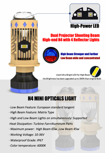 Siêu công suất cao T8 h4 bi <span class=keywords><strong>LED</strong></span> ống kính máy chiếu 6000K 65W cho A3 A4 A1 đèn pha - Product Image 4