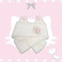 Écharpe carrée pour enfants, motif oreilles de lapin et patte de chat, style japonais, mignonne, en peluche épaisse, chaude pour l'hiver, à porter croisée, polyvalente, pour desserts