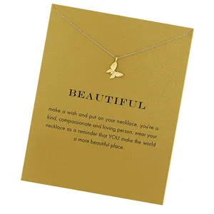 Kartenhalskette individuelle Perle Elefant Schmetterling-Halsband für Damen Mädchen Stellen Sie einen Wunsch Kartenhalsketten