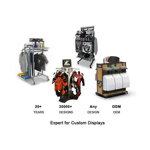 금속 4 웨이 골드 의류 디스플레이 랙 독립형 산업용 파이프 의류 랙 나무 판지 천 매달려 디스플레이