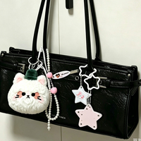 Porte-clés en peluche chat mignon et moelleux personnalisé, jouet en peluche, breloque de sac en peluche, cadeau promotionnel