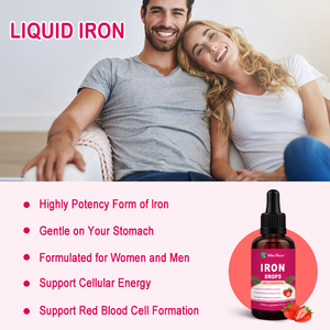 Wins Town Vegan Natural 65mg Formule 6-en-1 Gouttes de Fer Liquide avec Vitamine B12 et Suppléments à Base de Plantes - Product Image 6