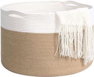 Collapsible Cotton Rope Basket Woven Jute Rope Storage Basket For Blanket And Book Large Laundry Basket