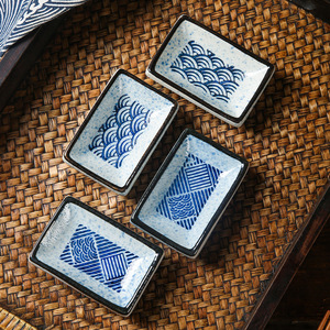 Plat de service rectangulaire XW de style japonais Qinghai, pour assaisonnements, sauces et hot pot, vaisselle commerciale, passe au micro-ondes, émaillé - Product Image 3