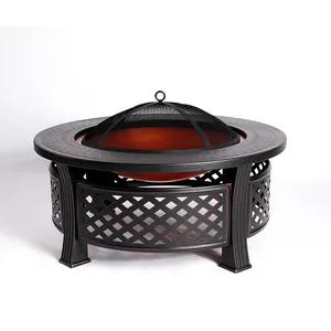 Prezzo all'ingrosso 3 In 1 tondo barbecue all'aperto pozzo del fuoco personalizzato nero ad alta temperatura pozzo del fuoco