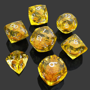 Ensemble de dés en résine faits à la main avec pierres précieuses, 7 pièces, dés polyédriques à noyau liquide pour jeux de rôle, Donjons et Dragons, jeux de table, dés DND - Product Image 3