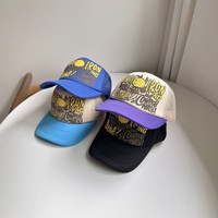 Casquette de baseball brodée style hip-hop color block, casquette trucker respirante anti-UV, casquette unisexe tendance pour la danse urbaine
