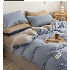 Housse <span class=keywords><strong>de</strong></span> couette en coton uni <span class=keywords><strong>de</strong></span> couleur unie, style luxe léger, lavée, pièce unique, modèle <span class=keywords><strong>de</strong></span> dortoir étudiant 008, tissu 40 fils, moderne - Product Image 6