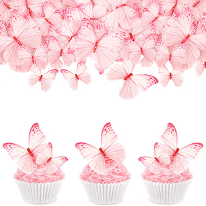 Papillons décoratifs de mariage, 60 pièces, ensemble de papillons en papier de riz <span class=keywords><strong>comestible</strong></span> pour la décoration de pâtisserie pour un joyeux anniversaire - Product Image 2