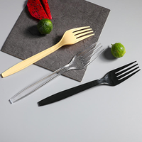 Couverts jetables Bakken en plastique robuste, 4,2 g, lot de 100 pièces (fourchettes, couteaux, cuillères), résistants à la chaleur, transparents