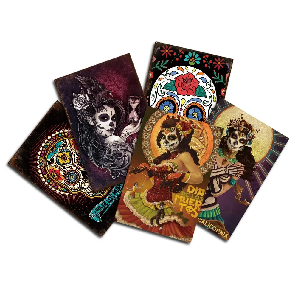 Mexico Day Of The Dead Tin Sign Vintage Wall Decorative Metal Posters for Gift Festival Home Decor
