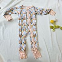 Combinaison bébé en viscose de bambou personnalisée avec motif de Noël, fermeture éclair, pour vêtements de bébé, pyjama bébé