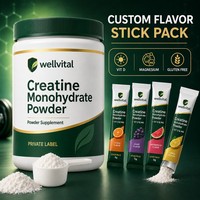 Poudre de créatine monohydrate sans gluten en sachet individuel, saveur personnalisée, avec vitamine D et magnésium
