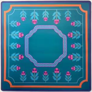 Tappetino per Mahjong Teal 33x33cm Antiscivolo in Gomma e Tessuto, Silenzioso, Portatile per Giochi a Casa e Feste - Product Image 3
