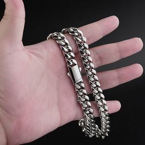 Chaîne cubaine en acier inoxydable, bijoux hip-hop urbains pour hommes, chaîne maille cubaine Miami en or 18 carats - Product Image 4