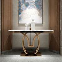 Nouvelle table de console d'utilisation domestique de meubles en acier inoxydable de mode table de dessus de marbre blanc