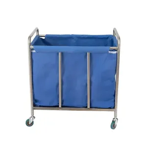 병원 의료 스테인레스 스틸 드레싱 더러운 고체 린넨 오염 쓰레기 트롤리 폐기물 수집 트롤리 캔버스 가방 - Product Image 5