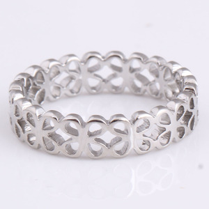 Four Hearts Hollow Out <b>Ring</b> 5mm Steel Rose Gold Korean Style <b>Couple</b> Jewelry Gift - Product Image 3