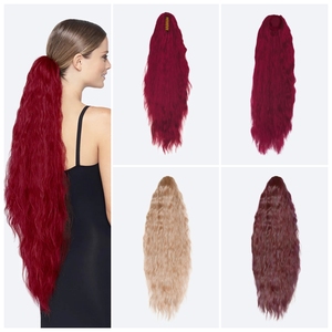 Extensions de cheveux longue queue de cheval droite pour les femmes griffe synthétique sur queue de cheval postiche noir blond marron longue queue de cheval bouclée - Product Image 3