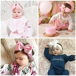 Diadema de 4 pulgadas con lazo acanalado, accesorios suaves para el cabello de niños, diadema de color sólido para bebé, bandas para el cabello estilo europeo y americano - Product Image 3
