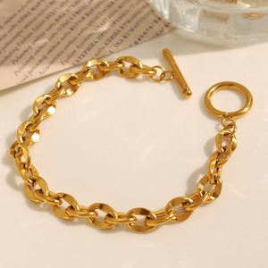 Pulsera de Cadena Dorada con Cierre en T, Joyería de Moda Unisex para Parejas - Product Image 3