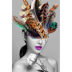 Une <span class=keywords><strong>femme</strong></span> dans une coiffe à plumes Wall Art Decor <span class=keywords><strong>Toile</strong></span> conçue <span class=keywords><strong>sur</strong></span> <span class=keywords><strong>toile</strong></span> Poster <span class=keywords><strong>Peinture</strong></span> pour la décoration <span class=keywords><strong>de</strong></span> la chambre et <span class=keywords><strong>de</strong></span> la maison - Product Image 6