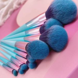 Blue Wood Handle Powder Makeup <b>Brush</b> Synthetic Hair Aluminum Ferrule Concealer Shaving Daily Face <b>Brush</b> Tool - Product Image 1
