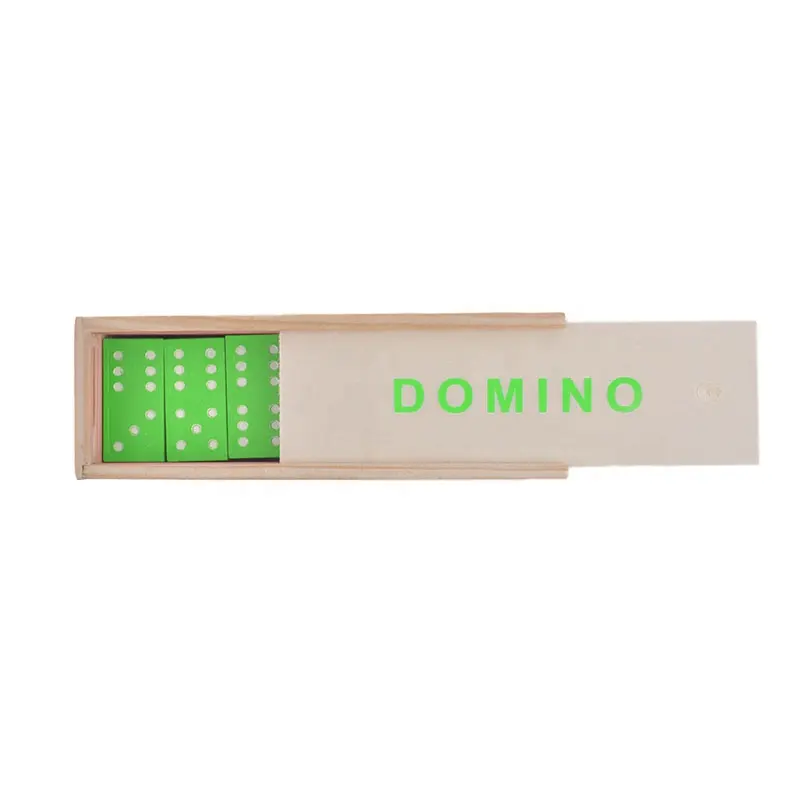 Domino in legno colorato personalizzato doppio sei piastrelle Domino verdi con custodia in legno