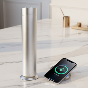 Diffuseur d'arômes intelligent sans eau en alliage d'aluminium, cylindrique, à chargement sans fil, rechargeable, compatible français, pour utilisation sur table, garantie 1 an - Product Image 4