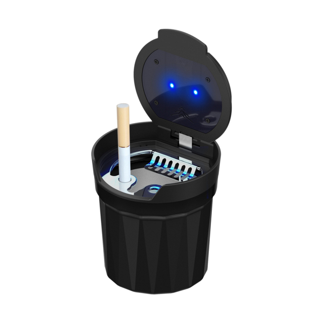 Modern LED Light Car Ashtray USB-Rechargeable Automotive Smoking Kit Including Lighter Convenient Cleaner Carry Made Plastic