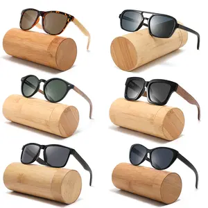 Gafas de Sol de madera natural con logotipo personalizado éxito de ventas gafas de sol hechas a mano polarizadas de madera de bambú