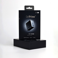 Coffret cadeau Tech Boîte à fenêtre pliable avec insert Revêtement UV Encre métallique pour emballage de câbles de chargeur