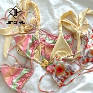 OEM Professional Beachwear Luxury Women Swimwear Eco Printed Bikini Satin Two Piece Swimsuit - Product Image 1