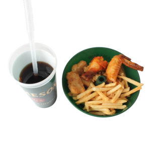 Plateau alimentaire en plastique rond, tasses et soucoupes 2 en 1, gobelet pour aliments et boissons avec paille, plateau pour nourriture, fabriqué au Vietnam - Product Image 4