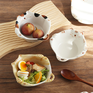 Plato de Dibujos Animados de Gatitos, Tazón para Leche, Tazón para Sopa de Frutas, Juego de Platos para Postre, Forma Irregular para una Persona, Origen China - Product Image 1
