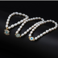 Bracelet de perles naturelles baroques en Zircon bleu, perle d'eau douce élastique, Bracelet mauvais œil