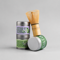 Boîte en fer blanc ronde personnalisée pour matcha, 30g 40g, qualité alimentaire, vide, argentée, pour café, matcha, thé, emballage en gros