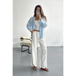 Blusa a Rayas Azul para Mujer - Product Image 4