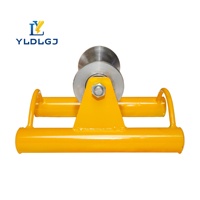 Rouleau de guidage de câble en aluminium usiné, cadre jaune en forme de sablier, bloc central réglable, support de traction robuste pour machine à cordage