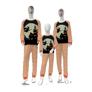 Новинка: Комплект для родителей и детей на Хэллоуин — пижамы с длинным рукавом и принтом «Тыквенный головной убор» для дома - Product Image 1