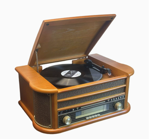 Tocadiscos de Vinilo 6 en 1 con Cubierta Abatible de Madera Sólida, Reproductor de Casetes, USB, SD, Grabación, Altavoz Integrado, 3 Velocidades, para el Hogar, Directo de Fábrica - Product Image 6