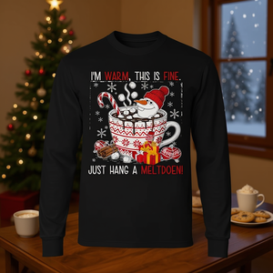 Camiseta de manga larga navideña con diseño de muñeco de nieve I'm Fine This Is Fine - Product Image 3