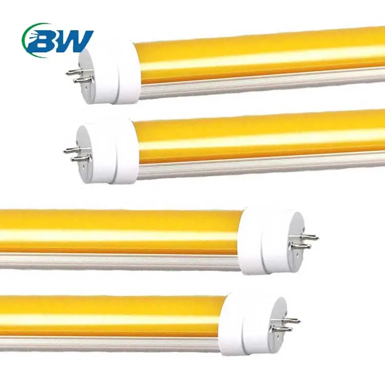 60Cm 120Cm 1.2M No Uv T8 Led Tube Lamps With Yellow Cover Round 2700-6500k 160lm/w 180 degree t8 led tube