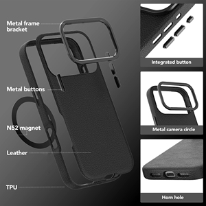 Étuis de protection de luxe pour téléphone portable pour 17 Pro Max 16 15 en cuir PU, métal, antichoc, étanche - Product Image 3