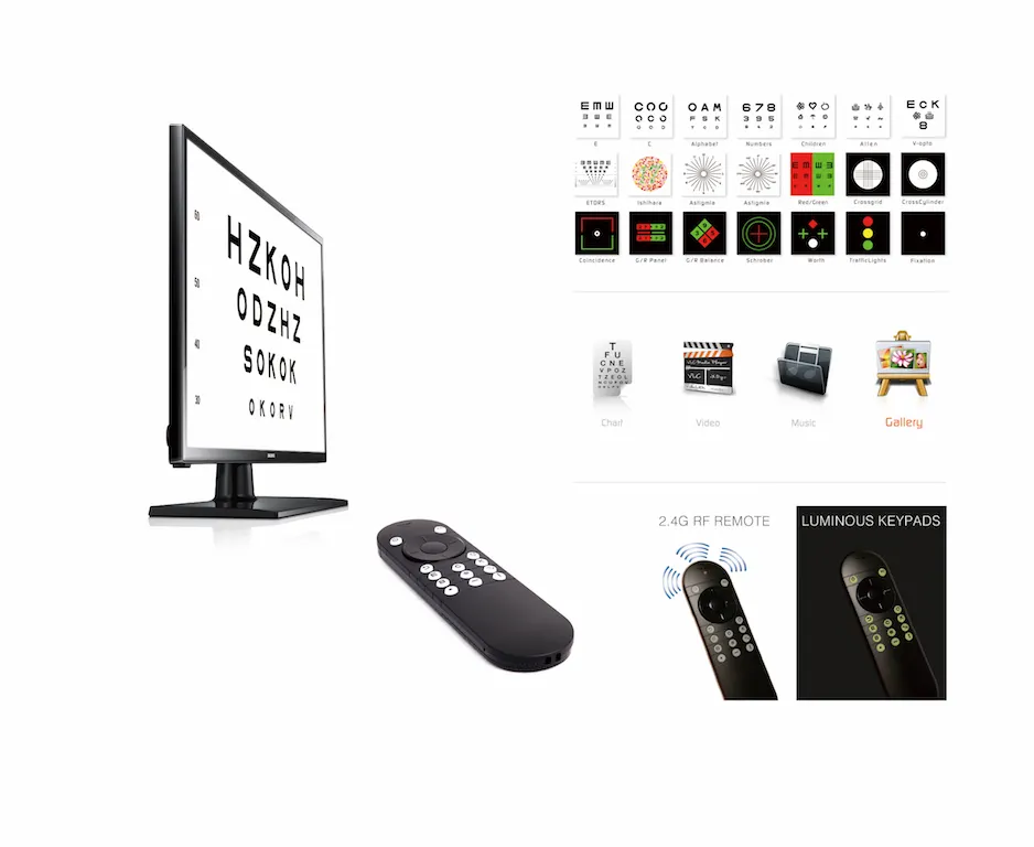 Led/Optical/Eye Vision Ophthalmic Digital Chart Elite Without PC or Software Required and Compatible with any Size Monitor or TV