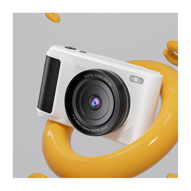 HD Digital Camera 2.8 Inch Upturned Screen Mirrorless 4K Video 64MP Selfie Lens SD Card Voice Control Replaceable