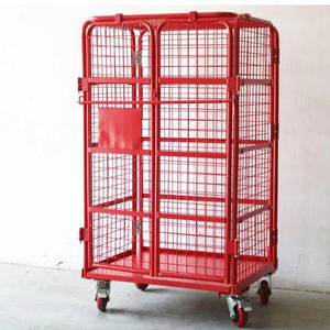 Cage à quatre roues de grand chariot de transport de grillage en acier pour le centre de logistique et le déplacement industriel d'entrepôt - Product Image 4